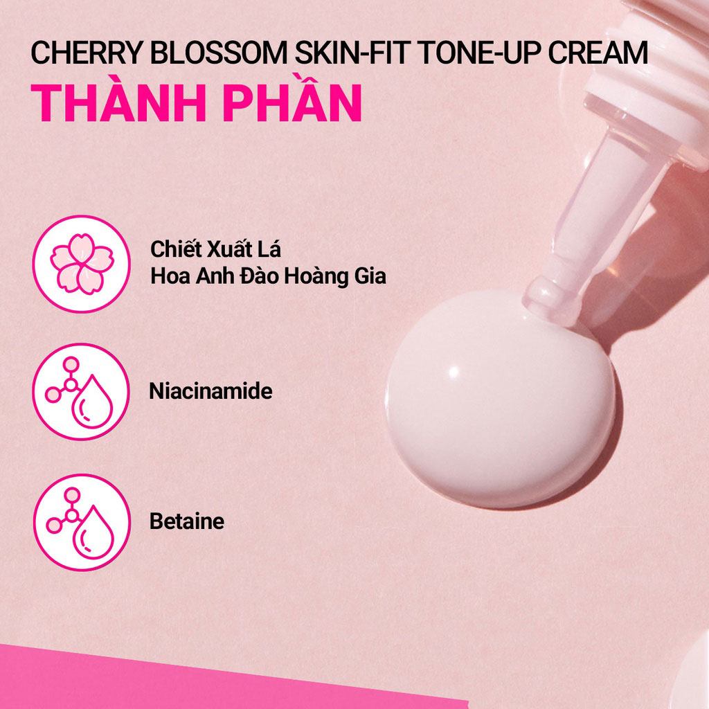 Kem dưỡng ẩm Innisfree Cherry Blossom Skin-Fit Tone-up Cream SPF50+ PA++++ 50ml