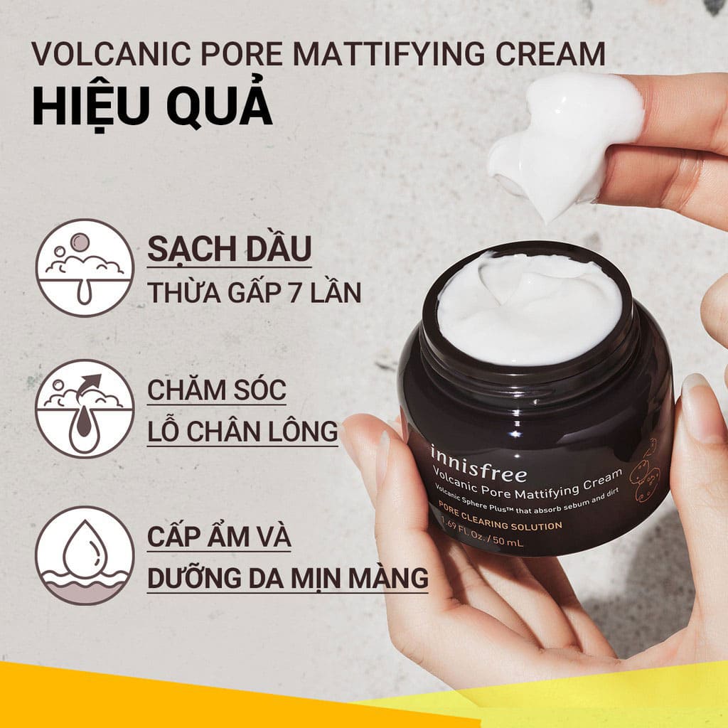 Kem dưỡng innisfree Volcanic Pore Mattifying Cream kiểm soát dầu thừa 50ml