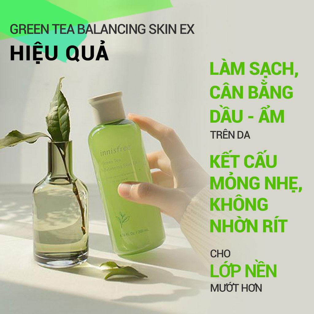 Nước hoa hồng Innisfree Green Tea Balancing Skin cân bằng độ ẩm 200ml