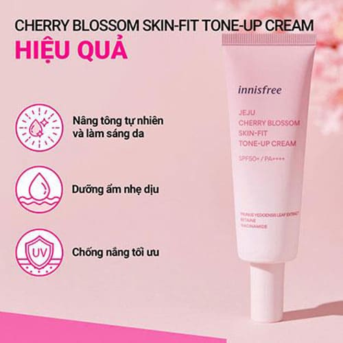 Sản phẩm kem chống nắng Innisfree Cherry Blossom Skin-Fit Tone-up Cream SPF50+ PA++++