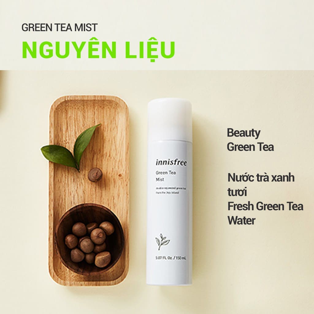 Xịt khoáng Innisfree Green Tea Mist dưỡng ẩm chiết xuất trà xanh 150ml