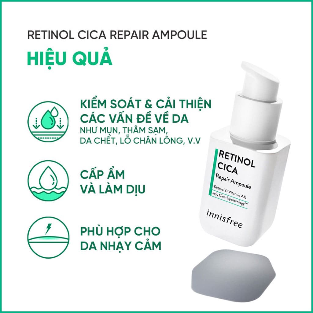 Tinh chất innisfree Retinol Cica Repair Ampoule 30ml làm dịu và phục hồi da