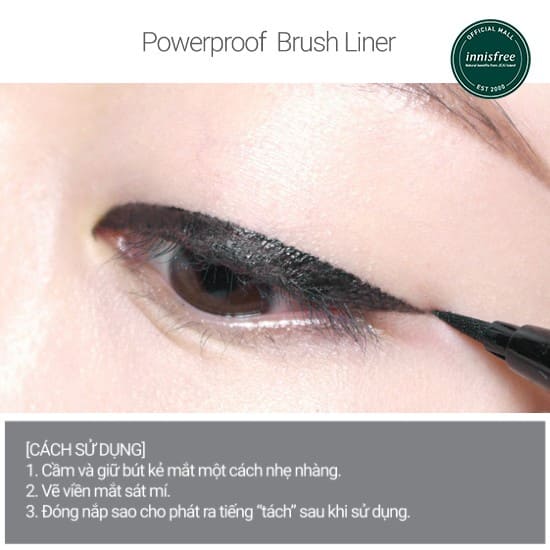 Bút kẻ mắt nước Innisfree Powerproof Brush Liner lâu trôi màu ĐEN 0.6g
