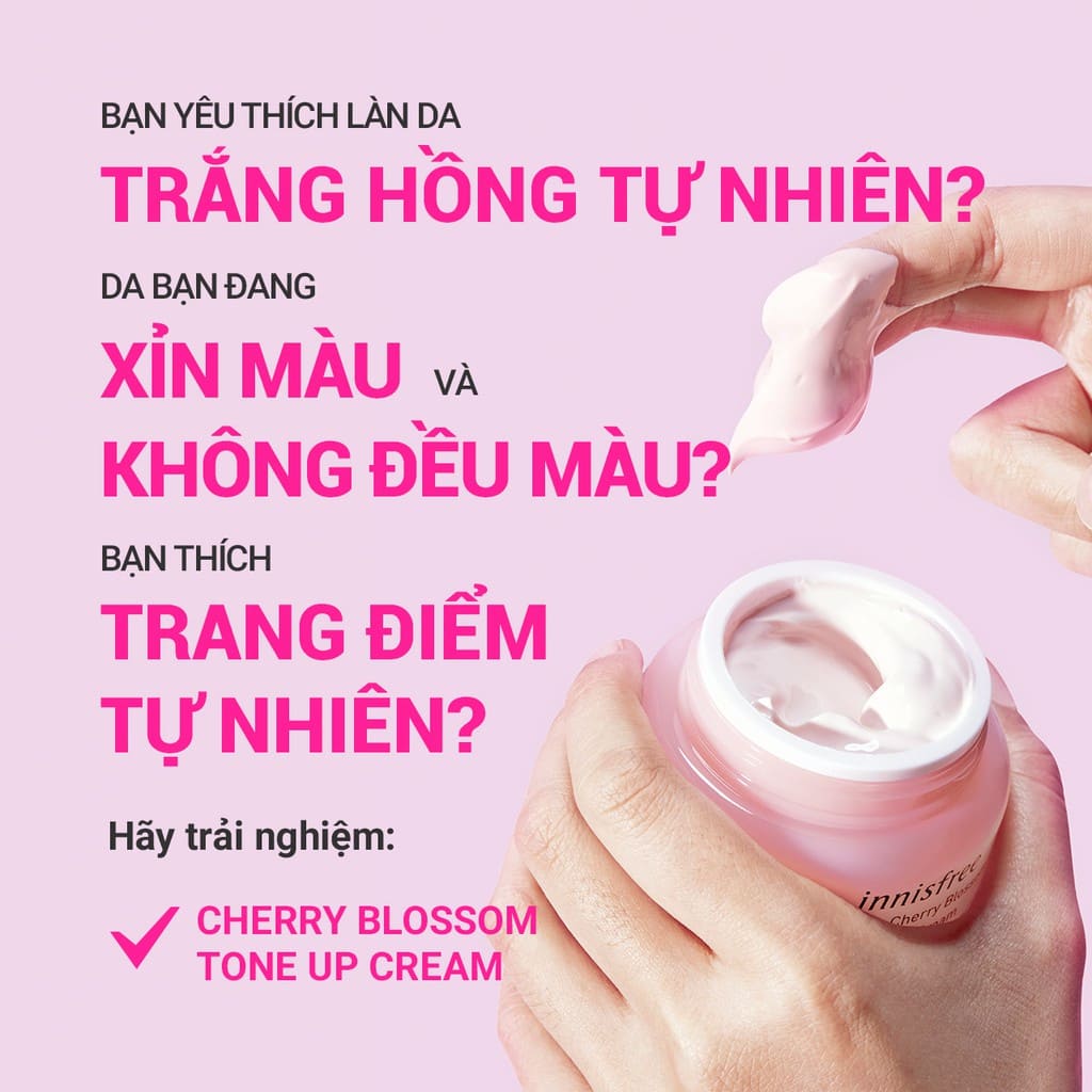 Combo Kem dưỡng sáng Innisfree Jeju Cherry Blossom Jelly Cream và Tone Up Cream 50ml