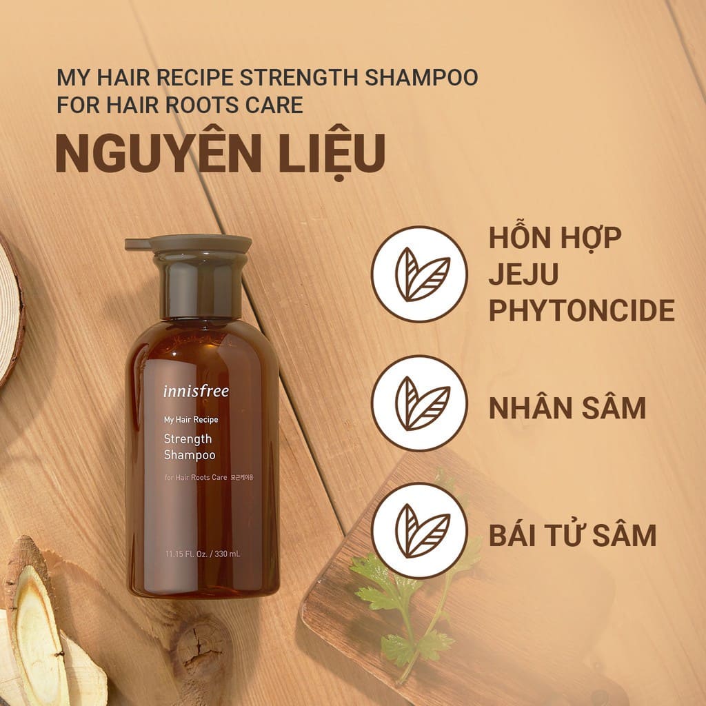 Dầu gội Innisfree My Hair Recipe Strength Shampoo nuôi dưỡng chân tóc 330ml