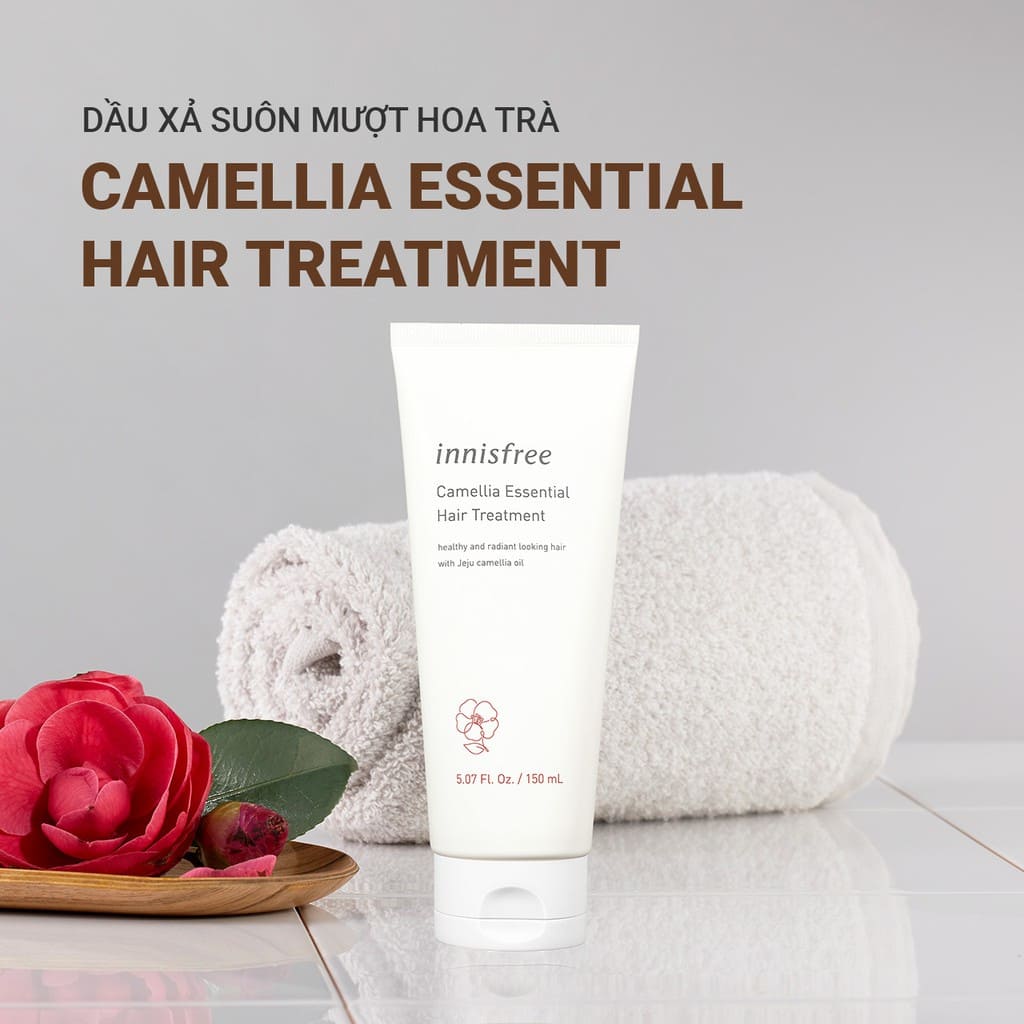 Dầu xả Innisfree Camellia Essential Hair Treatment chăm sóc tóc hư tổn 150ml