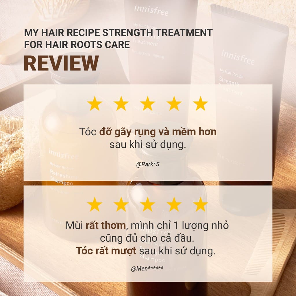 Dầu xả Innisfree My Hair Recipe Strength Treatment For Hair Roots Care 200ml