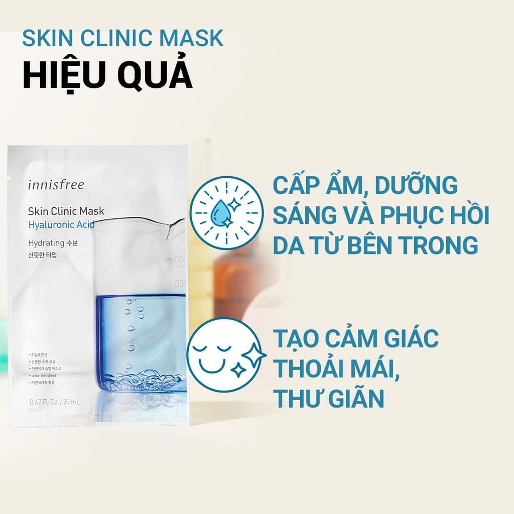 Mặt nạ Innisfree Skin Clinic Mask Hyaluronic Acid duy trì độ ẩm 1 miếng