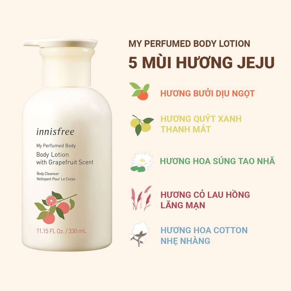 Sữa dưỡng thể Innisfree My Perfumed Body Water Lily Lotion 330ml
